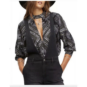 Free People walking on a dream women black boho tunic blouse size xs